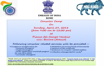 Consular Camp at Bucine on Sunday, April 29, 201 8(from 9:00 am to 12:00 pm)